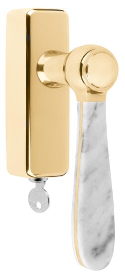 LZ100 DKLOCK O brass unlacquered carrara marble