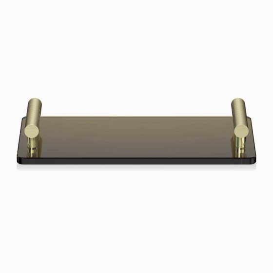 CLUB TAB Tray - gold matt / glass dark brown