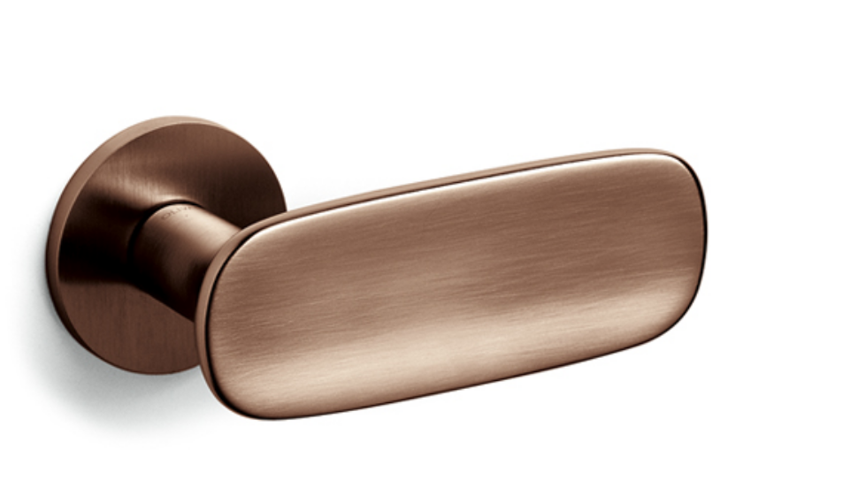 Door-handle CONCA brass round rosette SUPERCOPPER SATIN