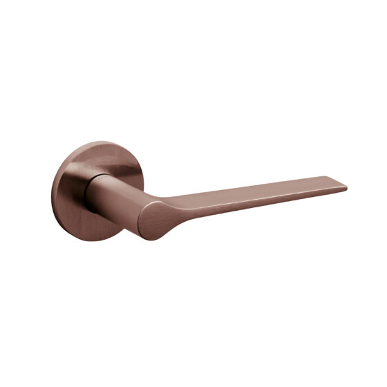 Door-handle LAMA "L" brass round rosette SUPERBRONZE SATIN