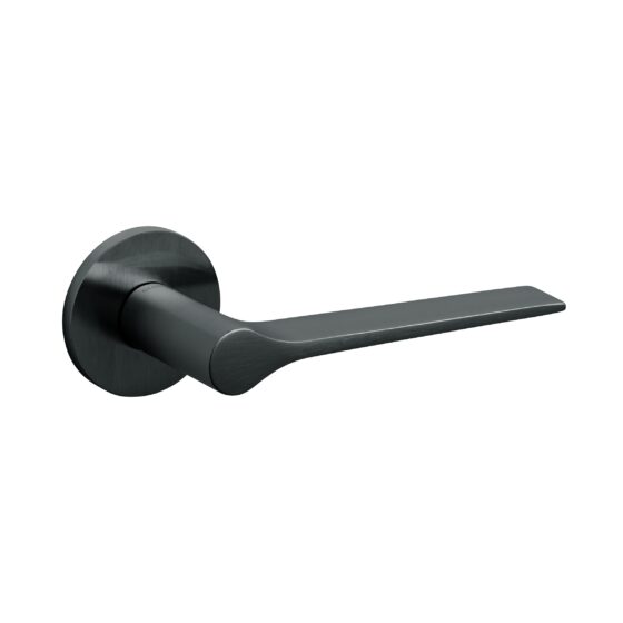 Door-handle LAMA "L" brass round rosette SUPERANTHRACITE SATIN