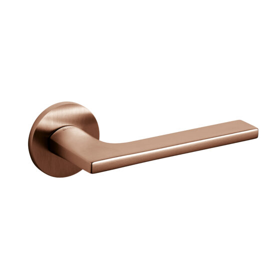 Door-handle LOTUS brass round rosette SUPERCOPPER SATIN