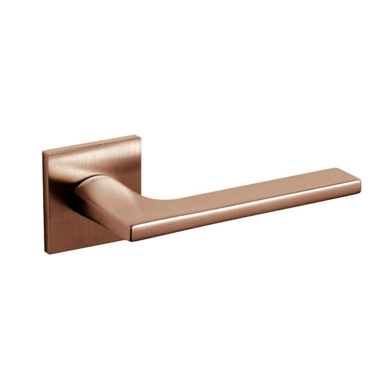 Door-handle LOTUS Q brass square rosette SUPERCOPPER SATIN