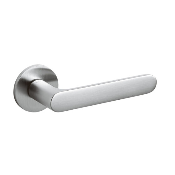 Door-handle ICONA brass round rosette SATIN CHROME