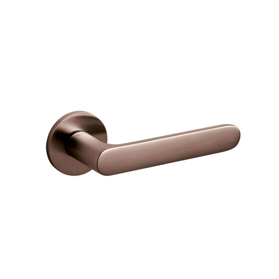 Door-handle ICONA brass round rosette SUPERBRONZE SATIN