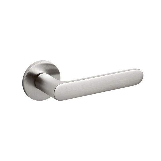 Door-handle ICONA brass round rosette SUPERINOX SATIN