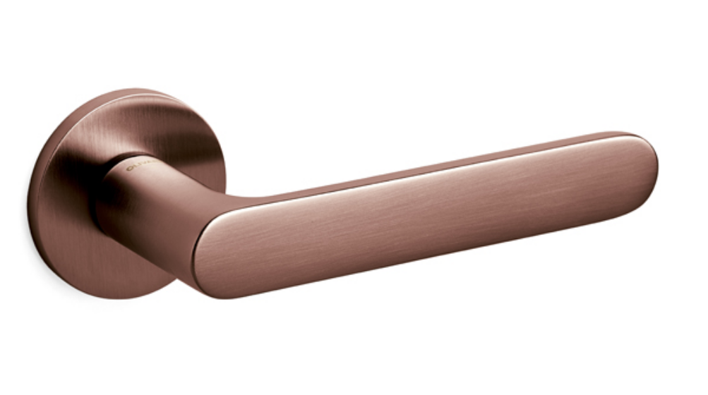 Door-handle ICONA brass round rosette SUPERCOPPER SATIN