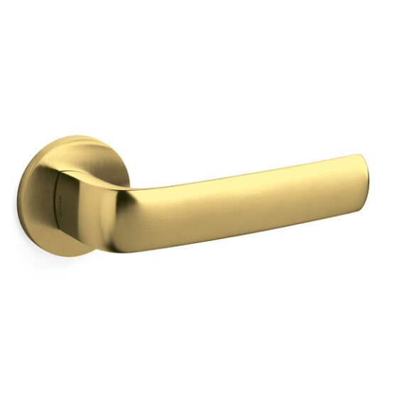 Door-handle DIVA brass round rosette SUPERGOLD SATIN