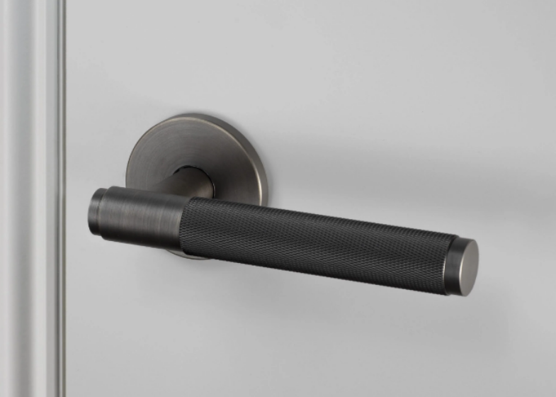 Non-US Door Handle Set of 2 / Sprung / Smoked Bronze / 38mm centre-distance